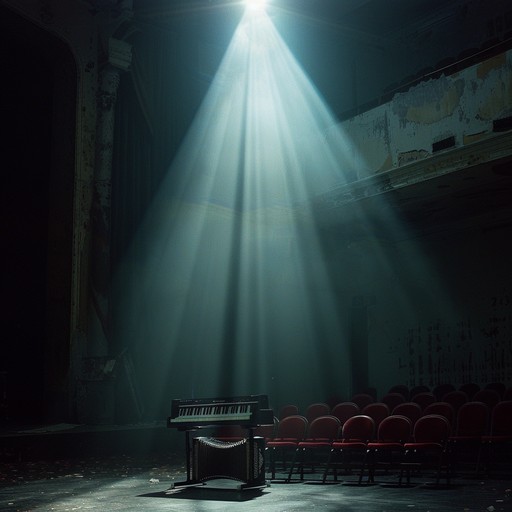 In an old, dust laden cabaret theatre, a single accordion plays, cutting through the silent obscurity with its soul stirring, melancholic tunes. The track suggests stories untold and abandoned in the dust of yesteryears, resonating with the echoes of laughter and music now long silent. The mystery of the past envelops the listener, inviting them into a world both beautiful and sorrowful.