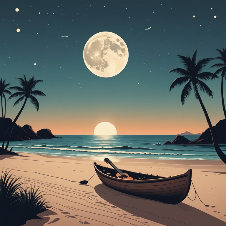 Imagine a night stroll by the ocean in brazil, where the soothing sounds of a nylon string guitar blend perfectly with the rhythmic whisper of the waves, creating a peaceful, intimate musical experience.