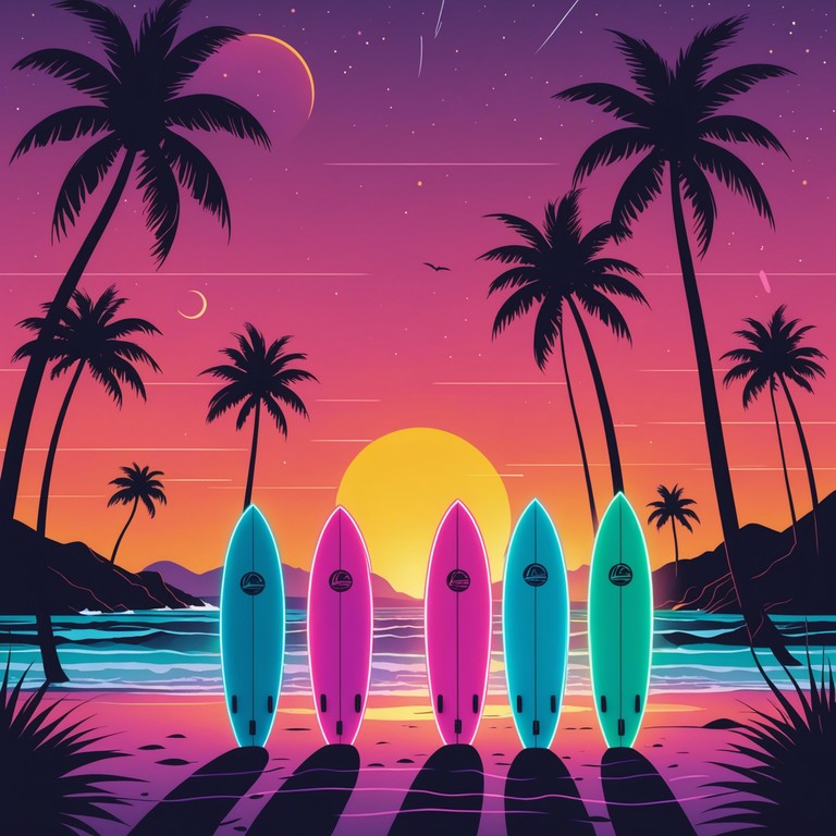 A track that blends the uplifting vibe of holiday melodies with the laid back, textural sounds of chillwave, suitable for modern summer celebrations or cool evenings. Think tinsel, surfboards, and neon lights.