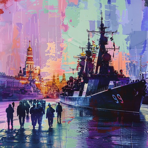 This instrumental track blends traditional russian naval themes with contemporary electronic elements. The bold, pulsating rhythm and deep basslines convey the raw power and intensity of battleships at sea, invoking images of steel giants slicing through icy waters.