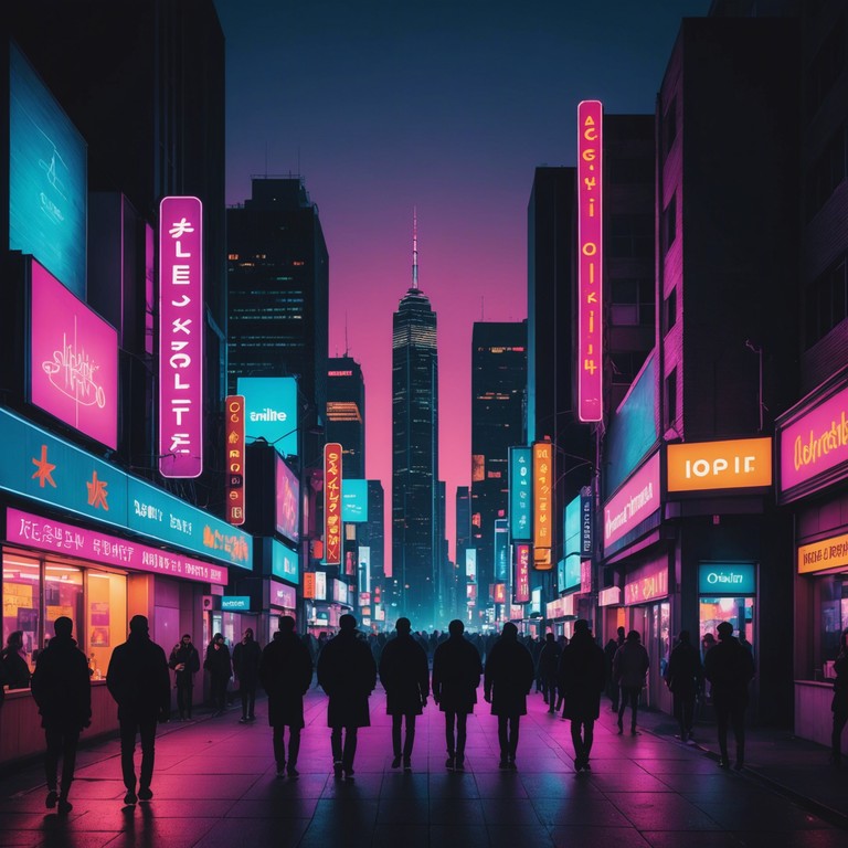 Capture the essence of a metropolis pulsing with life through an infectious blend of modern beats and nostalgic synth waves, perfect for evening adventures through urban landscapes.