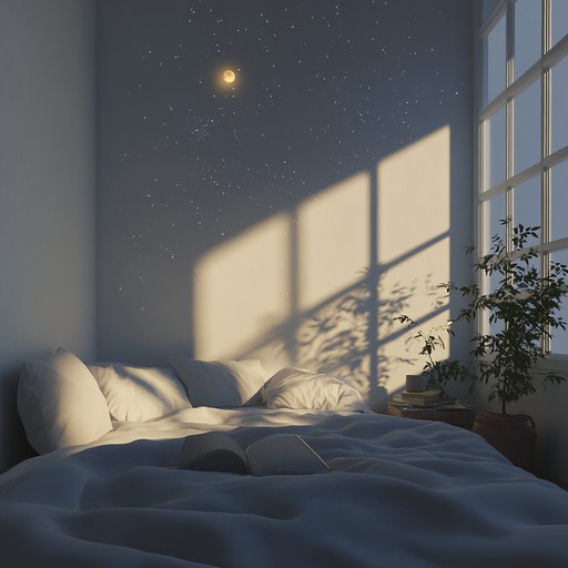 An instrumental track that captures the serenity of starlight pouring into a quiet bedroom, evoking feelings of peace and introspection perfect for relaxation.