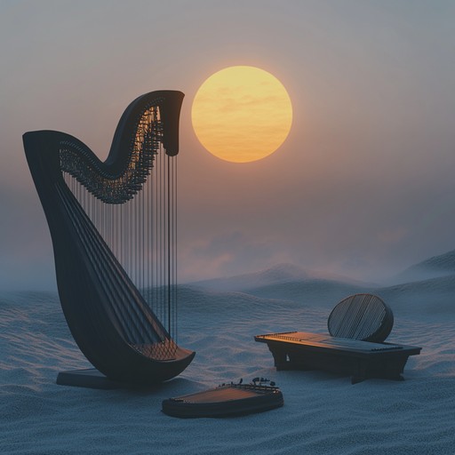 An instrumental piece blending haunting celtic harp with delicate japanese koto, creating a tapestry of melodies that evoke longing and reflection