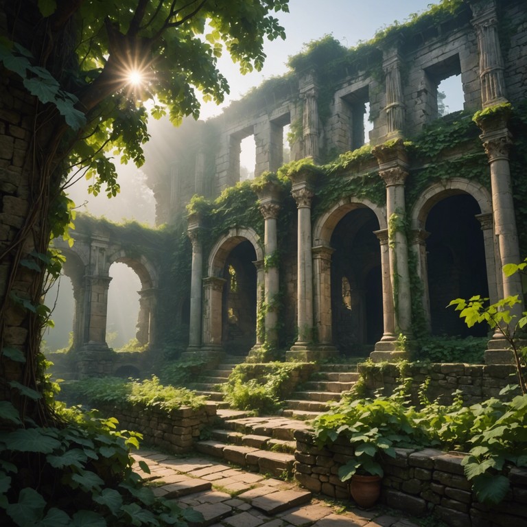 This track weaves a delicate tapestry of sound mimicking whispers from an ancient past, blending classical beauty with surreal, dreamlike atmospheres. Evoking a timeless journey through mystical lands, the music floats like light through ancient ruins, carried by a gentle yet profound melody from the harp, summoning feelings of nostalgia and deep introspection.
