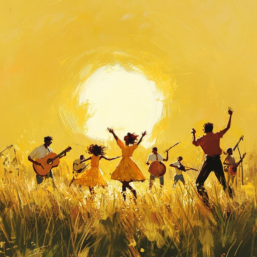 This piece captures the essence of a sunny day in a meadow, with lively melodies and infectious rhythms that evoke images of people dancing and celebrating. The guitar leads the way, supported by other folk instruments, creating an uplifting and engaging atmosphere.