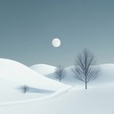 a serene, snowy soundscape of calmness