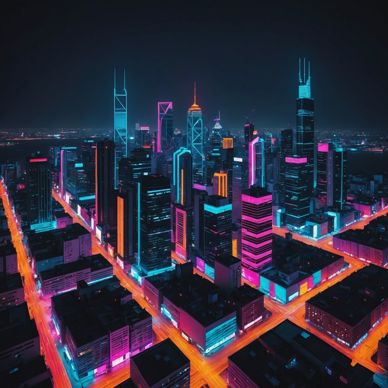 This composition captures the essence of a cyberpunk cityscape at night, blending futuristic synthesizer tones with deep, thumping beats that echo the complexities of urban life and technology. The enigmatic melodies represent the city's hidden secrets and the pulse of neon lights reflected in rain drenched streets.