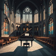 solo piano echoes in an abandoned cathedral