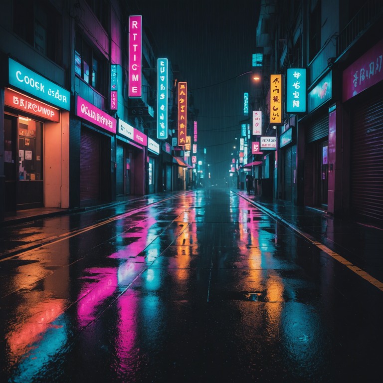 A track that blends the haunting beauty of distant, ethereal vocals with the steady drip of rain against neon lit urban soundscapes. The music mimics the rhythmic patter of rain and pulses of city life through electronic interpretations.