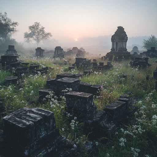 This track embodies the enigmatic spirit of ancient temple ruins, using traditional instruments to cast an aura of mystery and reverence. The composition mirrors the subtle sounds that might have resonated within these sacred walls, bringing to life rituals and whispers of a bygone era.