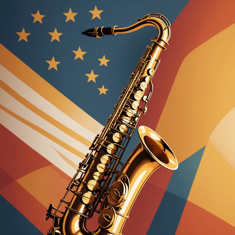 An uplifting soul that stirs the heart's patriotic cords with its deep saxophone lines weaving through melodies that speak of freedom and collective memories, reflecting a country's enduring spirit.