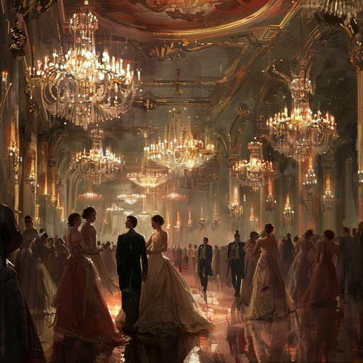 A majestic instrumental waltz evoking the grandeur of a lavish ballroom. Featuring lush melodies and harmonies, the piece mirrors the elegance and regality of bygone eras. The flowing rhythm provides a sense of timeless beauty and sophistication.