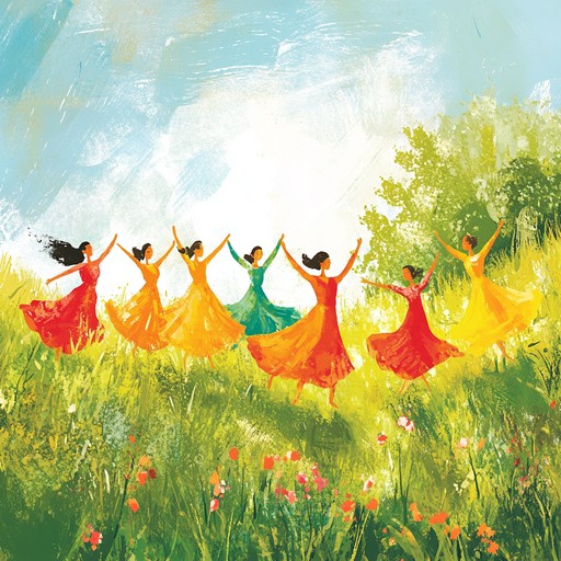 Energetic and playful polka tune with whimsical accordion melodies, bouncing rhythms, and vibrant pulses, capturing the essence of a sunlit meadow frolic filled with joy and laughter