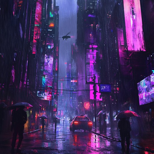 Explore a digital rainforest where the primal and the high tech coexist, meshing traditional rhythms with futuristic cyberpunk elements beneath the ever glowing neon lights