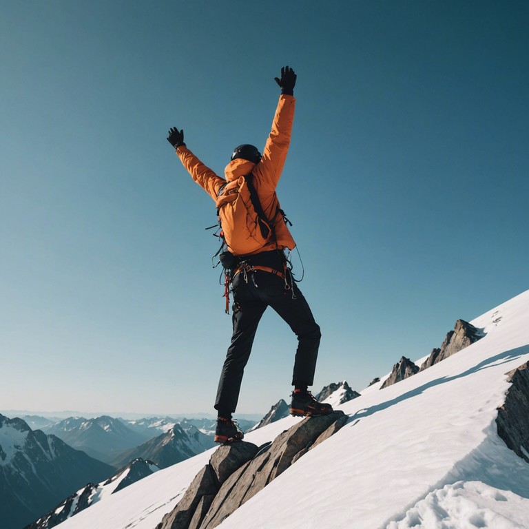 A stunning orchestral masterpiece depicting the emotional and physical journey of heroes climbing towering peaks, facing adversity with courage and ultimately achieving victory. The composition features rich layers of strings, powerful brass, and a climactic rhythm that collectively provide a moving auditory experience