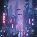 epic journey through futuristic neon lit metropolis landscapes.