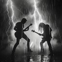 rock track embodying guitar battles and stormy ferocity.