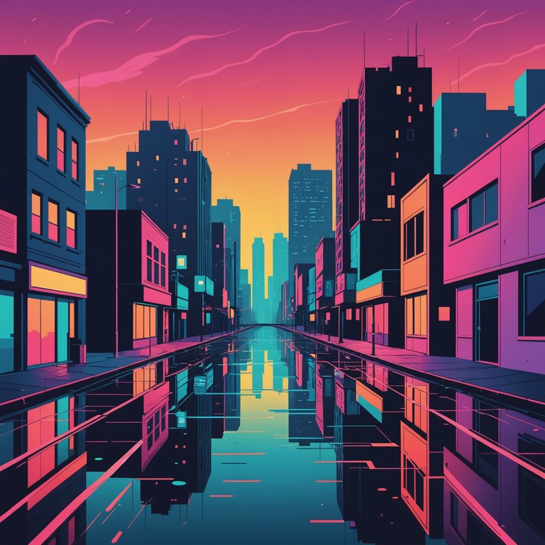 Immerse in a sonic journey navigating the vibrant pulse of futuristic cityscapes, driven by an energetic synth melody that guides the listener through a neon lit urban environment.