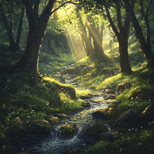 Soothing instrumental piece featuring ethereal sounds and entrancing tribal rhythms inspired by the serene beauty of woodland environments. Immerse yourself in the mystical ambiance and let the gentle, rhythmic drumming carry away your stress as you journey through the musical landscape.