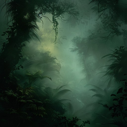 Step into a dark rainforest at dusk; synths echo throughout, adding an eerie, mysterious touch amidst ambient sounds. The relaxed yet haunting atmosphere envelops you in an ethereal listening experience.