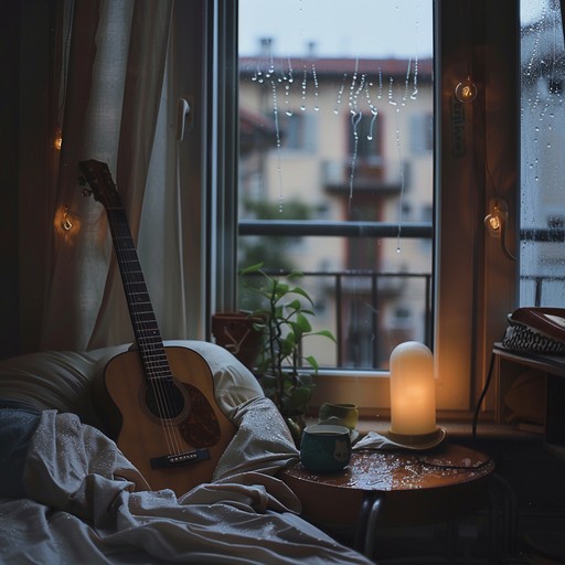 Imagine the soft strumming of an acoustic guitar accompanying the sound of raindrops on a window, creating an intimate atmosphere. As the music flows, it brings forth heartfelt emotions, perfect for a quiet, reflective moment alone