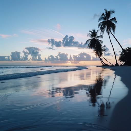 Imagine relaxing on a tropical beach, warm sunset hues dancing across the horizon, as a gentle breeze sways the palm trees. The soothing strumming of an acoustic guitar sets the tone, blending with subtle latin rhythms to create a relaxing and romantic ambiance perfect for unwinding or spending intimate moments with loved ones