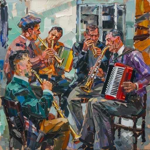 An exhilarating instrumental composition that weaves together traditional jewish klezmer music with bold, modern undertones. It opens with a lively clarinet melody, accompanied by robust rhythmic elements that evoke a sense of celebration. The piece builds in intensity, intertwining joyous violin and soulful accordion layers to create a festive atmosphere. Perfect for uplifting and heartwarming occasions.