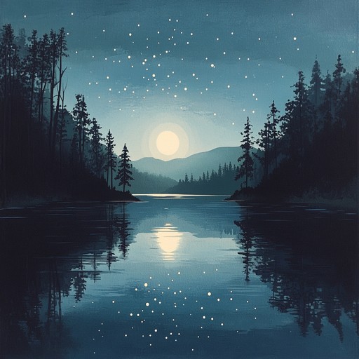 An instrumental k pop piece that captures the peaceful essence of a calm night by the lake, with gentle melodies and soothing rhythms embodying tranquility under the moonlight