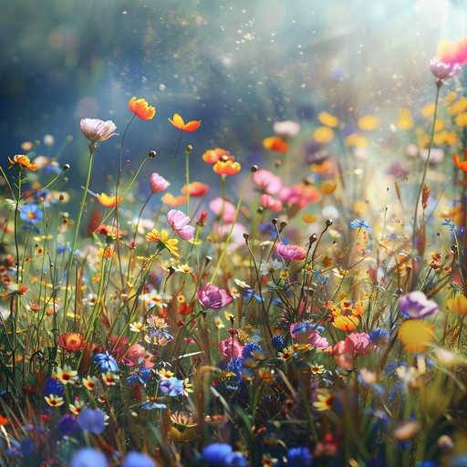 Bright and delightful piece blending playful piano riffs with cheerful strings to evoke a sunny meadow in full bloom, bursting with life and joy