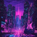 a fusion of synthwave and heavy metal with intense beats