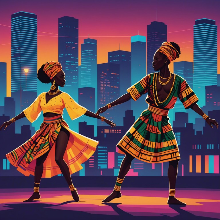 This track combines the rhythmic elements of traditional african instruments with the smooth, synthesized beats typical of new jack swing, offering an eclectic and vibrant soundscape perfect for a multicultural dance setting.