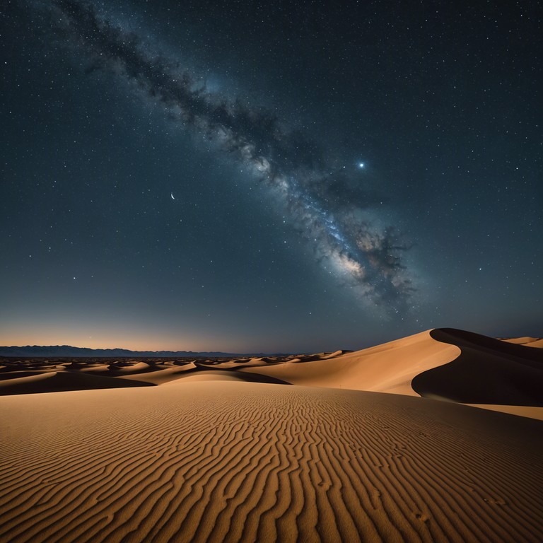 Drawing inspiration from the haunting beauty of vast, starlit saharan nights, this instrumental track features gentle melodies that echo the age old stories and dreams of the desert. Using traditional instruments, it evokes a deep connection to the mystic landscapes and the ancestral spirits of this timeless place.