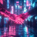 a soothing cyberpunk instrumental blending technology with human emotion.