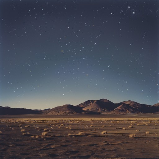 Drift through ancient sand dunes as soft, ethereal melodies create a dreamlike ambiance. Traditional instruments blend softly, painting a serene starlit desert night.