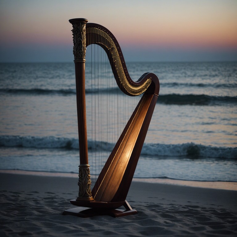 In this composition, a solo harp delicately navigates through an elegant and serene soundscape, evoking the tranquility of a moonlit night beside a gentle sea. Each pluck of the strings is like a soft whisper of the waves, creating an aura of peace and introspection.