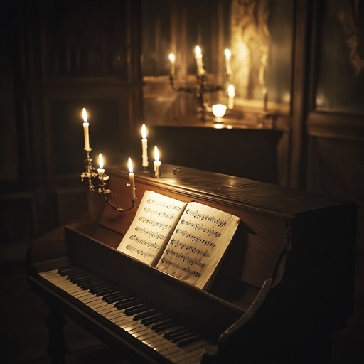 An intricate baroque piece featuring melancholic harpsichord melodies intertwined with gentle string harmonies, creating a bittersweet atmosphere. The composition begins softly, building up to an emotional climax before gently fading out.