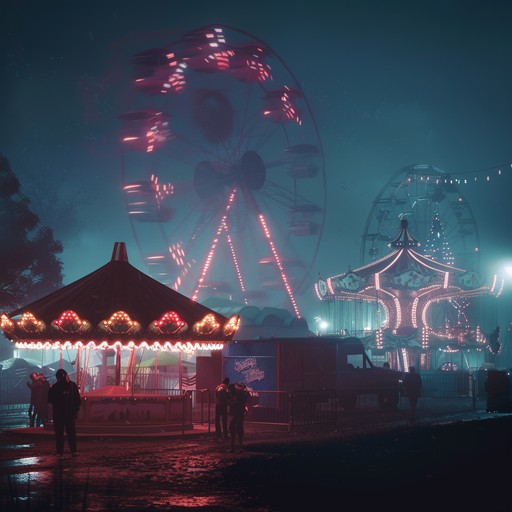 Experience the dark and gothic ambiance of a haunted carnival. Ghostly performers and eerie accordion tunes set a sinister stage, enveloping listeners in a spooky, unsettling atmosphere of shadowy figures and creepy rhythms.