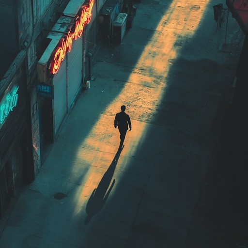 A solitary walk through deserted urban streets, illuminated by distant neon signs. The piercing notes of a lone saxophone blend seamlessly with ambient electronics, creating a poignant narrative of isolation and reflection.