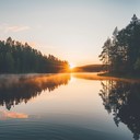 serene melody reflecting tranquil finnish lake sunset scene