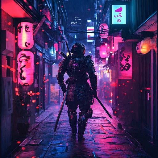 A gripping instrumental that tells the story of a futuristic samurai warrior; engaging rebellious fight scenes against authoritarian enemies in a neon lit cyber world. Electrifying guitar and energetic electronic beats define the narrative.