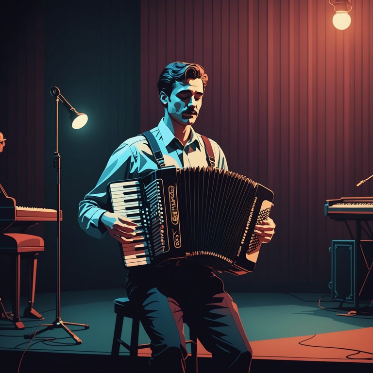 This alternative version emphasizes the dreamlike quality of vintage cabaret, encapsulating the essence of old glamour with a contemporary flair. The sound revolves around the accordion, setting a lively, captivating scene that beckons the joy of yesteryears while celebrating modern musical innovations.