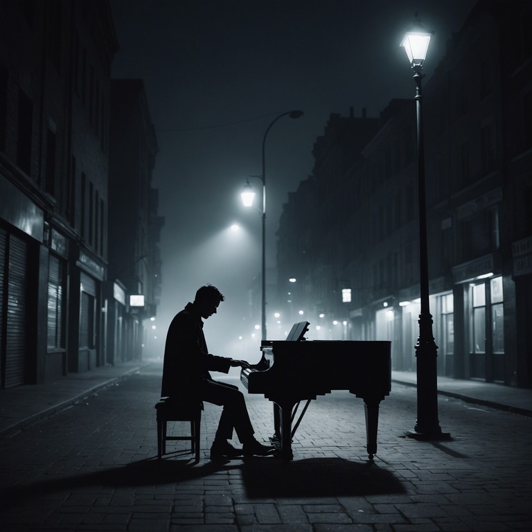 Imagine a soundtrack for a moonlit exploration in an abandoned cityscape, where every shadow whispers secrets in a rhythm that swings between reality and fantasy. The electric piano resonates through the chilling air, adding a touch of noir to the enigmatic ambiance