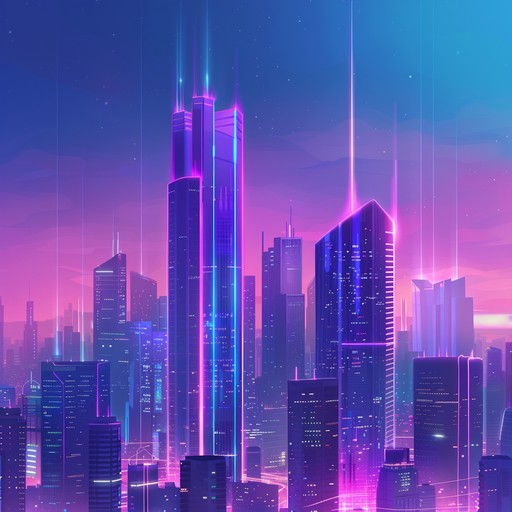 Immerse in a dramatic battle set against a shimmering neon skyline with pulsating synths creating an intense, futuristic atmosphere filled with tension and excitement.