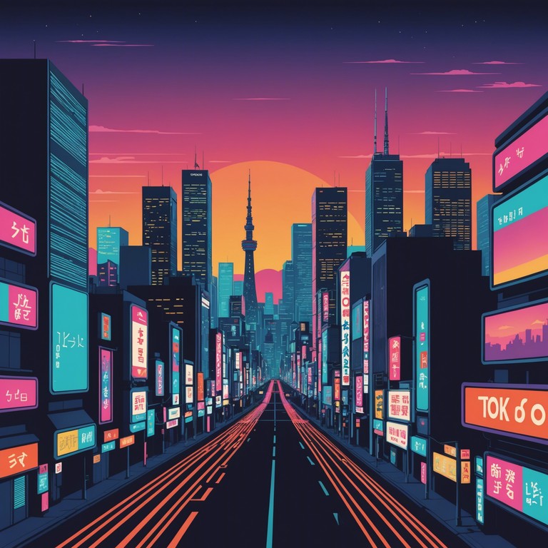 An exhilarating journey through the vibrant nightlife of tokyo with pulsating rhythms and futuristic synths that encapsulate the essence of the modern city. The music creates an energetic soundscape that feels like a thrilling ride through neon lit streets packed with action and awe.