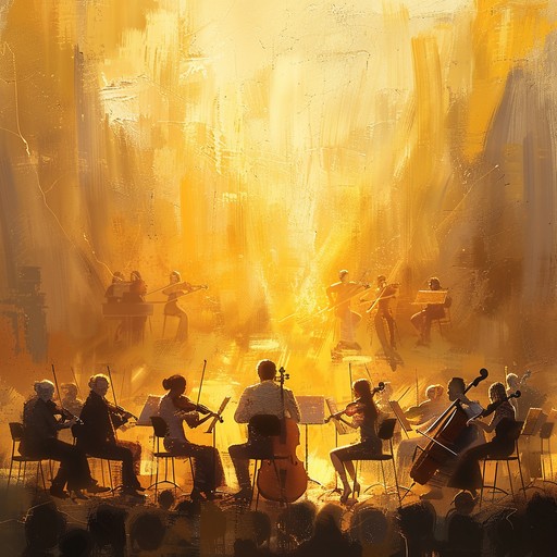 An elegant orchestral piece featuring lush strings, gentle woodwinds, and mellow brass, designed to convey the serene beauty of a golden sunset. The composition transitions smoothly through calming melodies and harmonic progressions, offering a tranquil and relaxing auditory experience, ideal for cinematic moments or soothing backdrops.