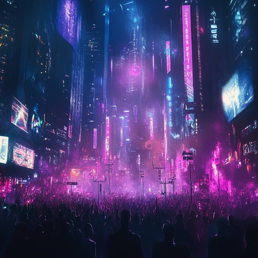 Rapid electronic rhythms paired with bright synth melodies create an exhilarating celebratory atmosphere, evoking a vibrant cyberpunk cityscape. Ideal for futuristic events, this track's constant momentum keeps the energy high and festive.