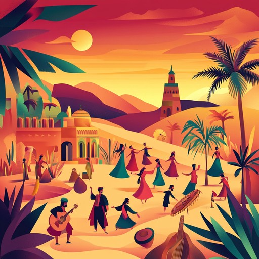 A vibrant and uplifting instrumental track that captures the essence of middle eastern culture through dynamic rhythms, traditional melodies, and modern arrangements. It evokes feelings of joy, celebration, and unity, transporting the listener to a bustling bazaar or a festive gathering under the stars.