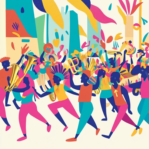 This instrumental track captures the spirit of a liberating carnival, filled with euphoric rhythms and vibrant melodies. It features trumpet driven melodies and energetic samba beats that inspire the listener to dance freely and celebrate life. The blend of pulsating percussion and animated horns creates an atmosphere of uninhibited joy and excitement, making it perfect for any carnival or festive gathering.