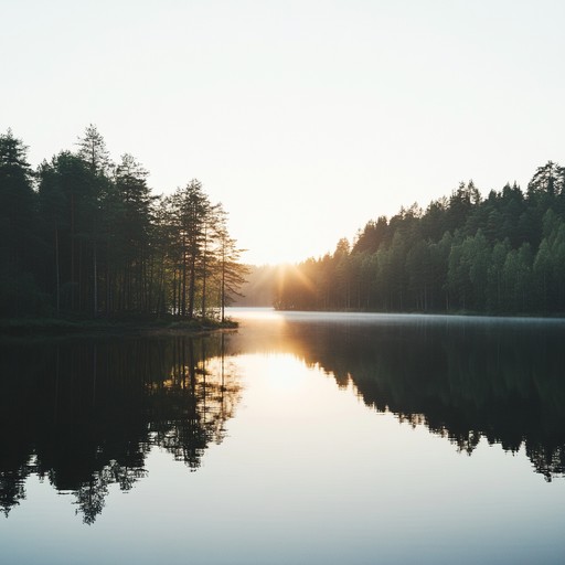 A serene instrumental suomipop track inviting listeners to unwind by a tranquil finnish lake under the midnight sun. Featuring a blend of gentle melodies and soft harmonics, this composition takes you on a peaceful auditory journey perfect for relaxation or meditation.