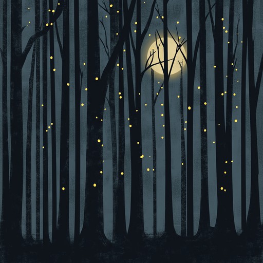 An orchestral piece that transports the listener to a tranquil nighttime forest scene, where the subtle interplay of strings, woodwinds, and a solo violin evoke the delicate dance of fireflies. The composition unfolds slowly, creating a serene and contemplative ambiance. The music gradually builds in layers, capturing the essence of calm reflection under a starry sky.